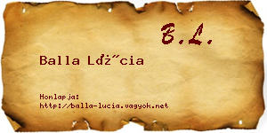 Balla Lúcia névjegykártya